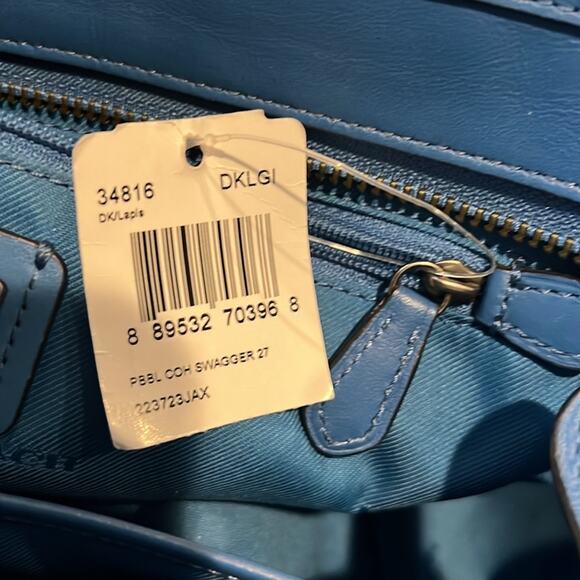 Coach Swagger 27 Blue Pebbled Crossbody Shoulder Hand Bag Purse - Picture 7 of 9